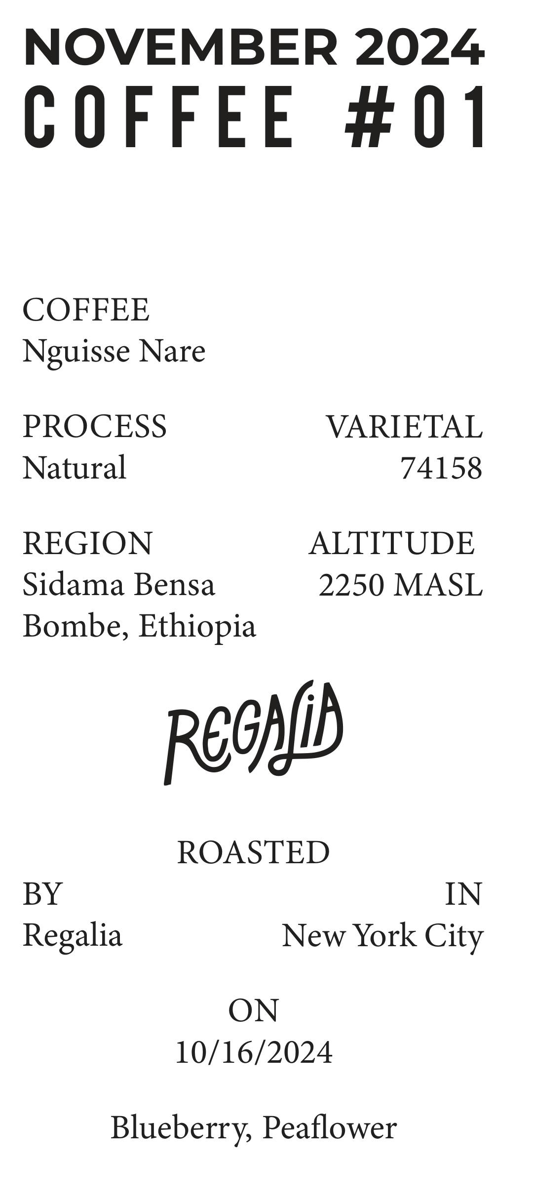 Volume 1, November 2024 — Regalia (New York City): Nguisse Nare — feature #01