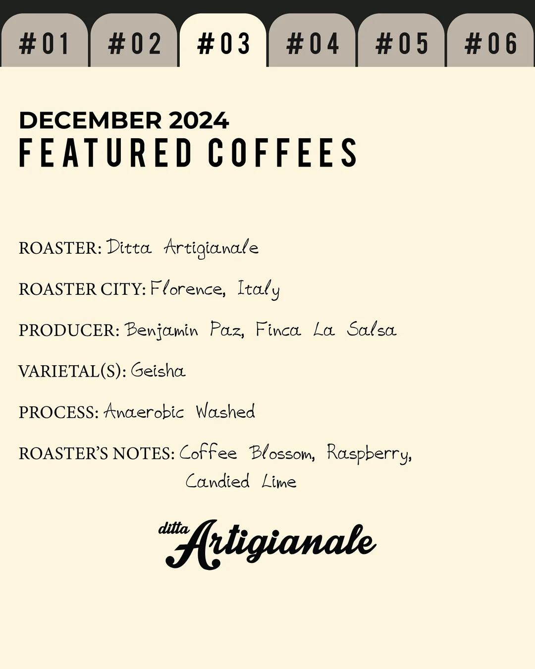Volume 2, December 2024 — Ditta Artigianale (Florence, Italy): Benjamin Paz, Finca La Salsa — feature #03