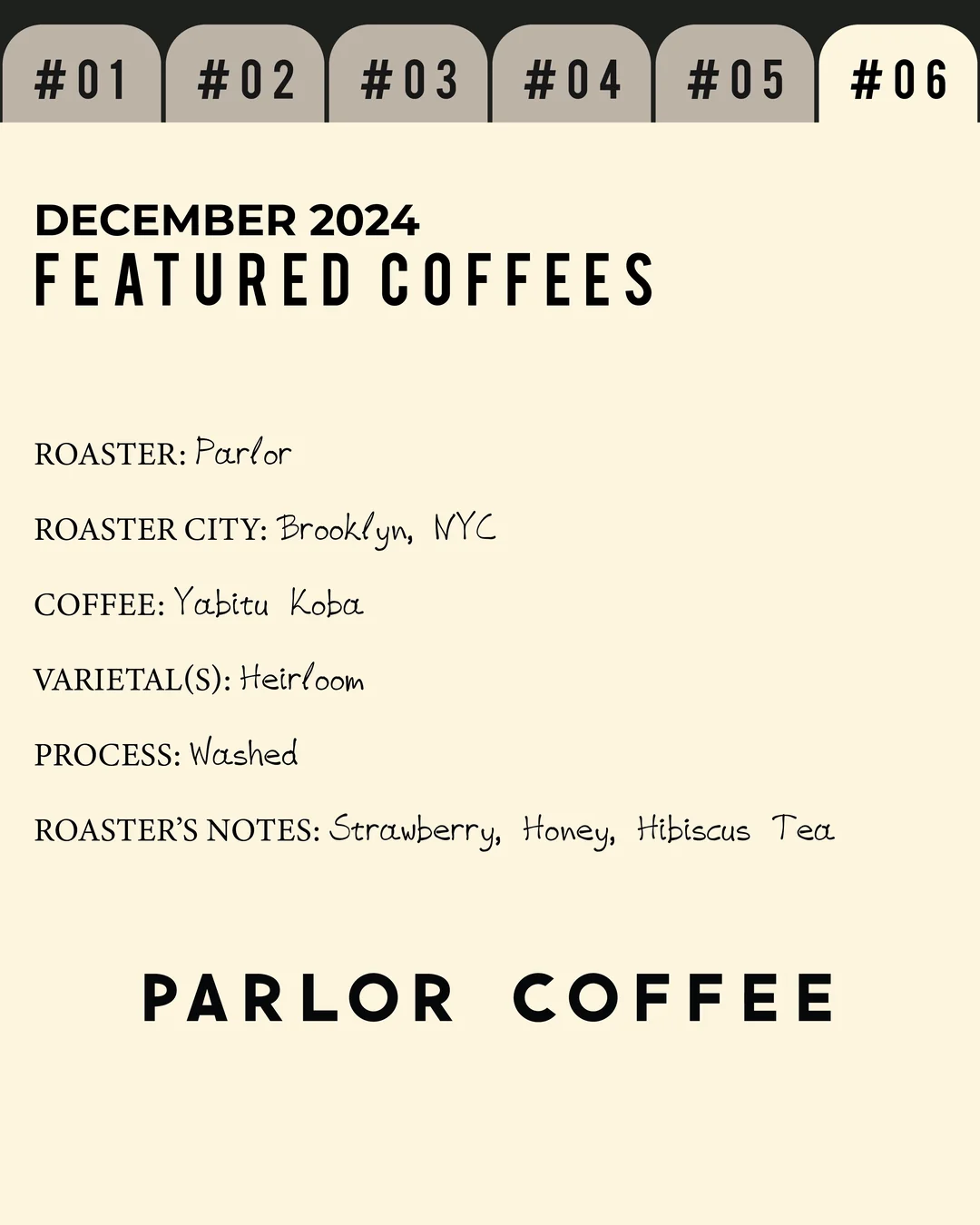Volume 2, December 2024 — Parlor (Brooklyn, NY): Yabitu Koba — feature #06