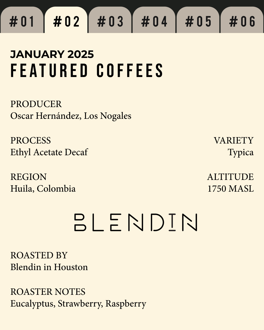 Volume 3, January 2025 — Blendin (Houston): Los Nogales Decaf — feature #02