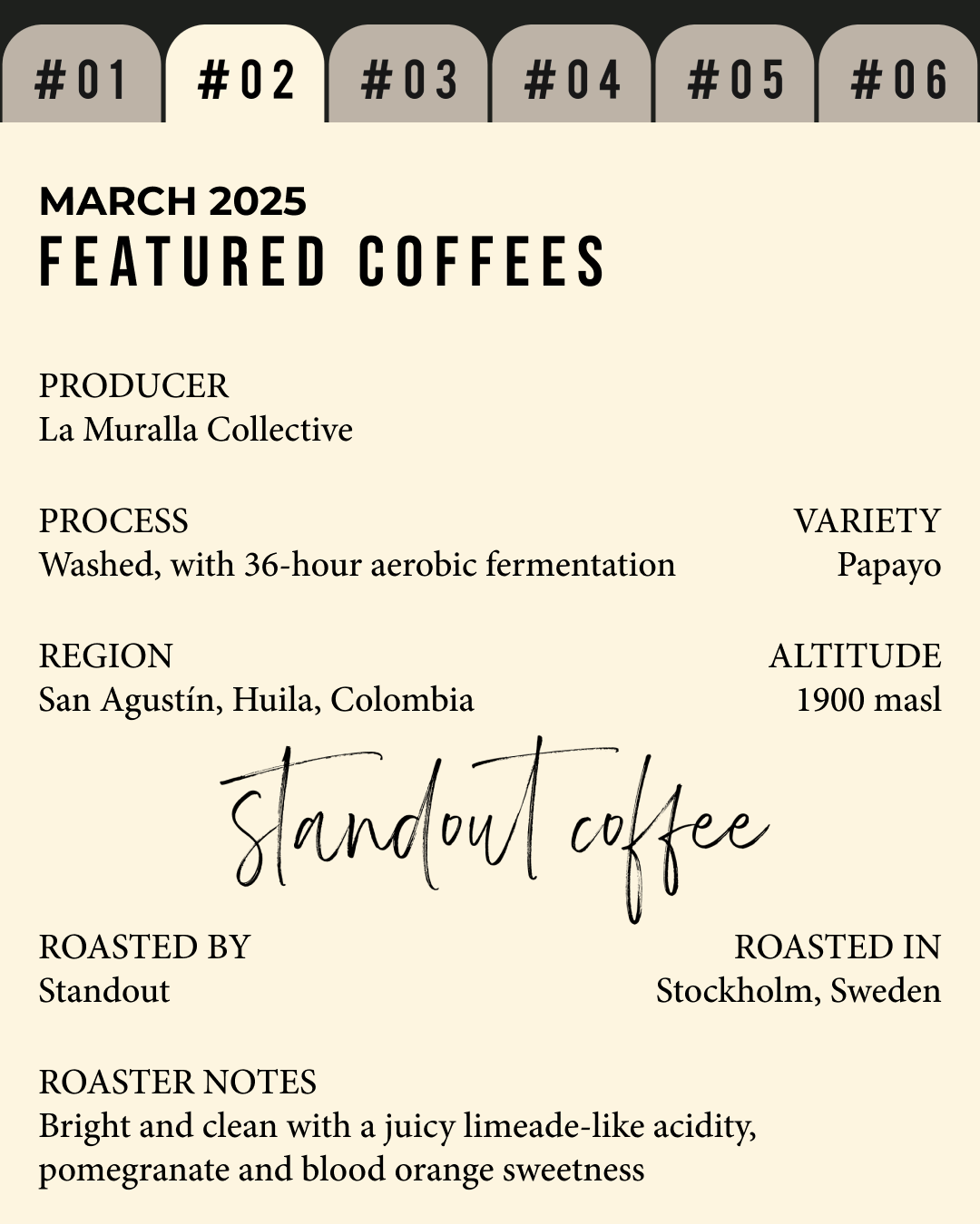 Volume 5, March 2025 — Standout (Stockholm, Sweden): La Muralla Collective — feature #02