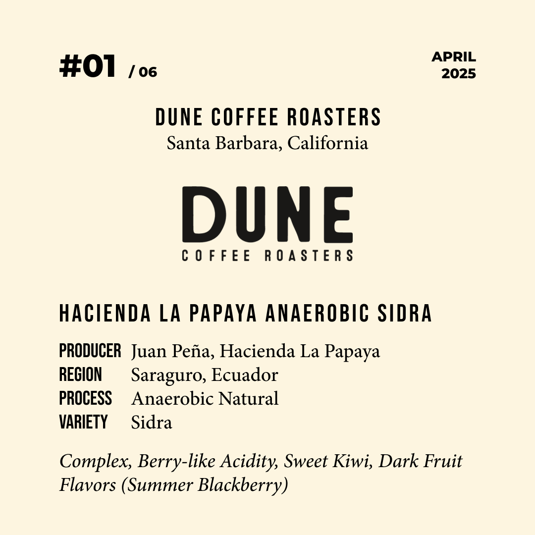 Volume 6, April 2025 — Dune Coffee Roasters (Santa Barbara, California): Hacienda La Papaya Anaerobic Sidra — feature #01