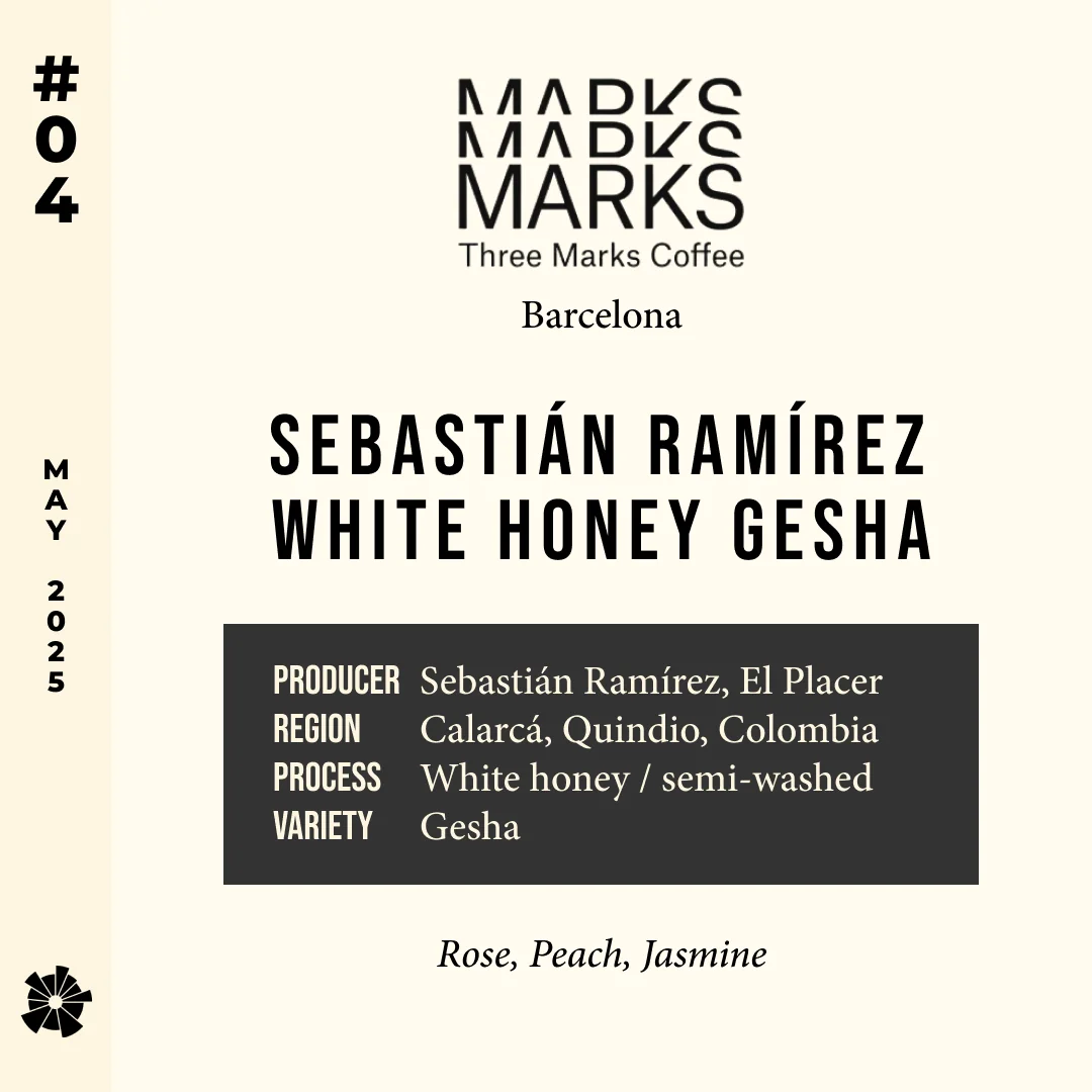Volume 7, May 2025 — Three Marks (Barcelona): Sebastián Ramírez White Honey Gesha — feature #04