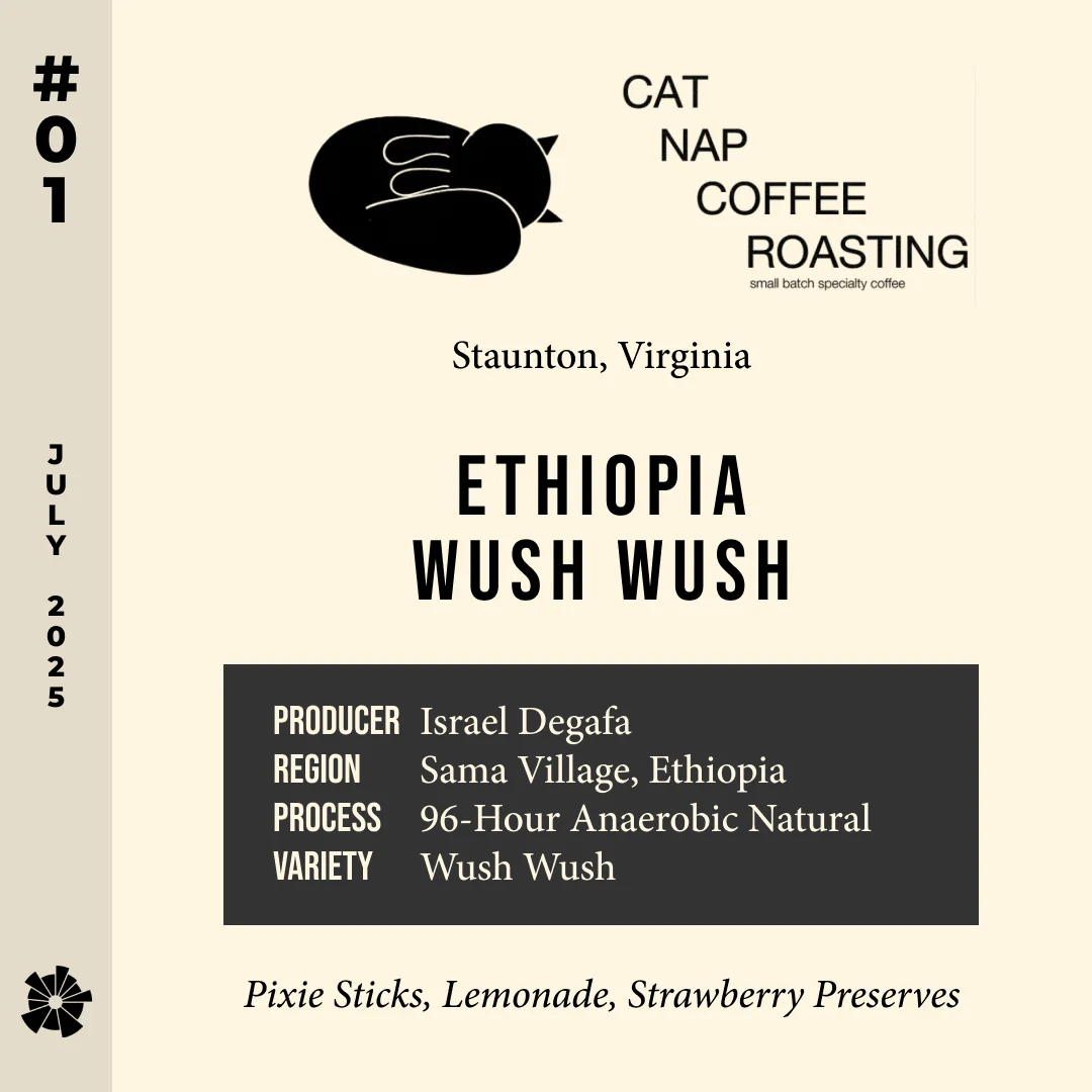 Volume 9, July 2025 — Cat Nap Coffee Roasting (Staunton, Virginia): Wush Wush 96-Hour Anaerobic Natural — feature #01