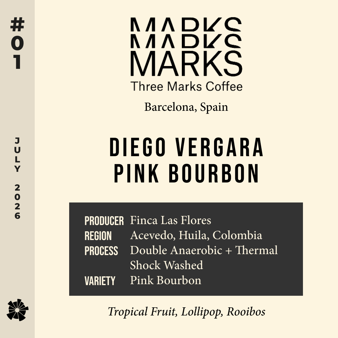 Volume 21, July 2026 — Three Marks Coffee (Barcelona, Spain): Diego Vergara Pink Bourbon — feature #01